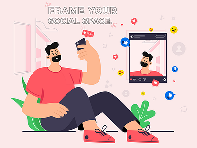 Social Media Engagement Illustration 🚀 art branding emojies facebook followers graphic design illustration illustration art instagram liskes mood people share social social media social media likes ui ux