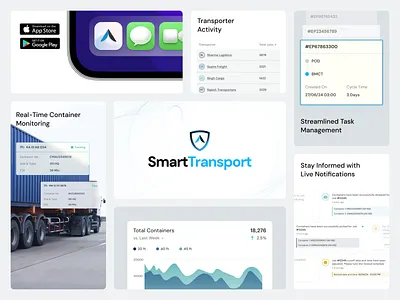 Smart Transport – Logistics Simplified with Bento Grid b2b bento branding enterprise enterpriseinnovation logistics logisticsmanagement logisticssolution minimal realtimetracking smarttransport transport ui ux uxforlogistics web app