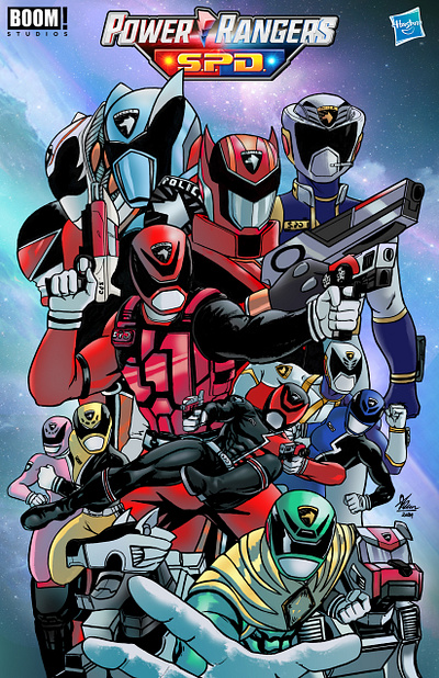 Power Rangers S.P.D 20th Anniversary Artwork art commissions artist artwork book cover character illustration comic art comic artist comic style drawing franchise heroes illustration poster poster art power rangers power rangers spd sci fi super heroes super sentai tokusatsu