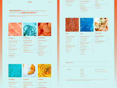 A-Day ingredient page design, built in Shopify