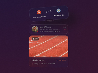 Mobile App UI Kit application blur chat elements feed football glassmorphism gui message mobile design post sport ui design ui kit ux design web design