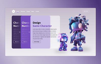 Featuring 3D Game Characters and a Dark Theme 3d dark game character gaming graphic design light ui web design website