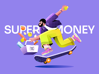 Celebrating the ‘Super’ in everyone. animation app banner branding character finance fintech graphic design grocery illustration india motion graphics payment people rewards shopping skateboard ui vector visual language