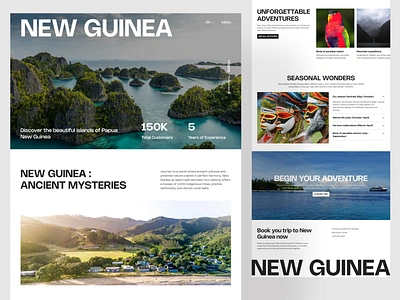 Travel Website Design Concept adventure destination freedom hiking holiday landing page mountain new guinea tourism travel travel agency traveling ui ux uxui vacation webdesign