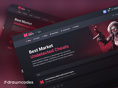 hazcheats alexandru branding cheats design drawncodes hacks hazcheats illustration invisioncommunity logo ui uiux web design website design