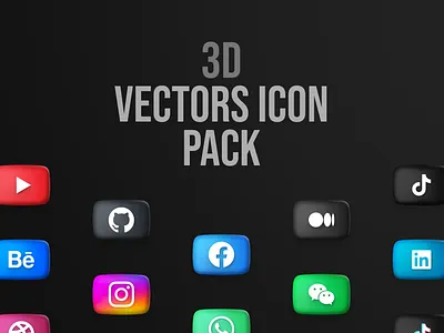 3D Vectors Icon Pack 3d behance dribbble facebook figma framer icon illustration instagram landing page linkedin medium pack social social media tiktok twitter vector wechat youtube