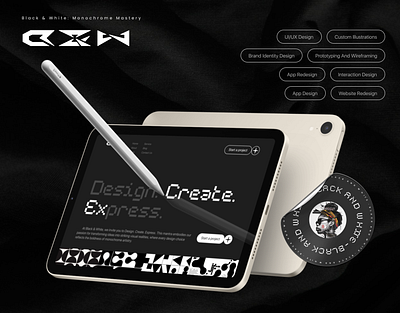 Black & White [ B&W ]: Monochrome Mastery branding dark theme figma graffiti illustration ui uiux user interface web design website design website landing