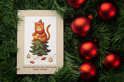 Christmas Adventures of Barik the Cat catillustration christmaspostcards etsyshop festiveart graphic design holidaycheer illustration