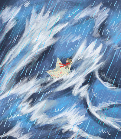 Little mouse and the storm art character design children book childrens art childrens book cute folktale glasses illustration kidlitart kids book little boat mouse picture book storm waves