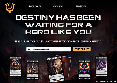 Card Game Beta Sign up design game ui website