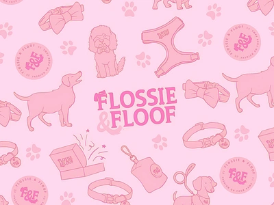 Flossie & Floof - Brand Identity brand identity branding clean design concept design doggy emblem graphic design illustration label logo logo design logotype packaging pet pet food puppy symbol typography vet