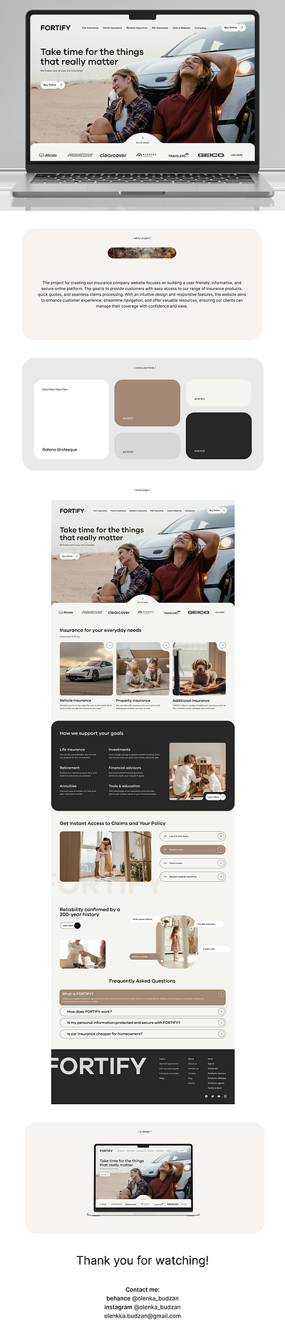 FORTIFY Insurance company website design insurance ui webdesign