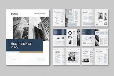 Business Plan Template annual bifold brochure business business plan template company corporate document indesign layout magazine plan profile proposal report template