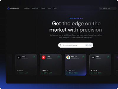 TradeVision — Stock Market Analysis Platform analytics banking dashboard bitcoin chart crypto crypto dashboard crypto wallet cryptocurrency darkmode dashboard ethereum financial investment app neon platform startup stats trade trading ui ux