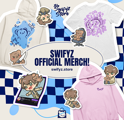 Swifyz Official | Merchandise Layout apparel brand corporate branding graphic design layout logo merchandise sticker set store twitch twitch streamer