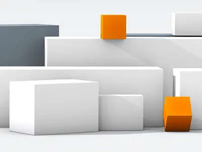 3D Block Scene Exploration 3d apple branding cinema 4d cubes geometrical isometric minimal orange scene