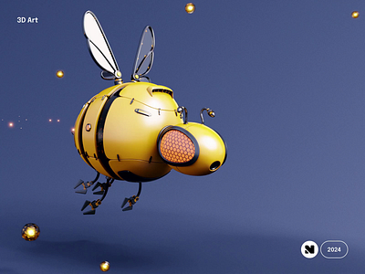 Bee Animation 3D Art 3d 3d modelling animation art bee blender cartoon character design design illustration loop mascot motion graphics render robot