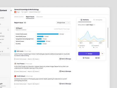 Trenning - Report Issues on Learning Materials in SaaS LMS admin course education education platform feedback knowledge base learning management system lms product design report issue saas staff training student team training ui ux web app web design wiki