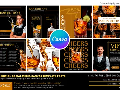 Bar Edition Full Canva Template Posts ads brand branding canva canva design canva pro canva template graphic design instagram marketing post restaurant social marketing social media template
