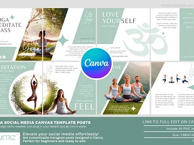 Yoga Full Canva Template Carousel Post brand branding canva canva template class company design graphic design instagram marketing meditation nature social media studio template yoga yoga class yoga studio yogateacher