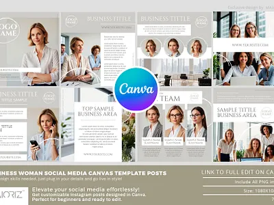 Business Womans Social Canva Posts ads branding business canva canva template company design editable facebook graphic design instagram office post presentation sale social media socials template templates woman
