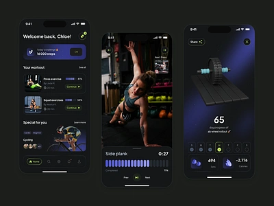 Workout mobile app UI concept activity app dark mode ui exercise app fitness health mobile app ui sport ui ux workout