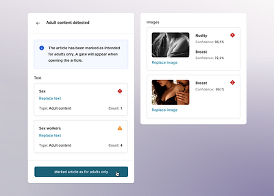 Content risk analyzer for explicit content ai analyzer app application article ban content content policies detect editor for adults google minimal poc risk sensitive tool ui ux warning