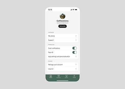 Inventory management app: Profile screen ui