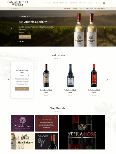 San Antonio Winery Ecommerce Store & Custom Label Maker branding design illustration logo ui ux webdesign website website design