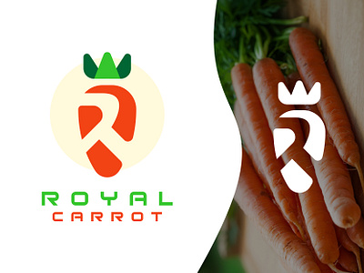 Royal Carrot Logo Design Concept branding carrot carrot logo crown cute food fruit garden green healthy leaf logo design natural nutrition orange organic plant royal vegetable