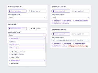 Multi-select limitation add multiple apollo crm dropdown hubspot interaction pattern multi select multiple channels saas salesforce selector slack slack channel