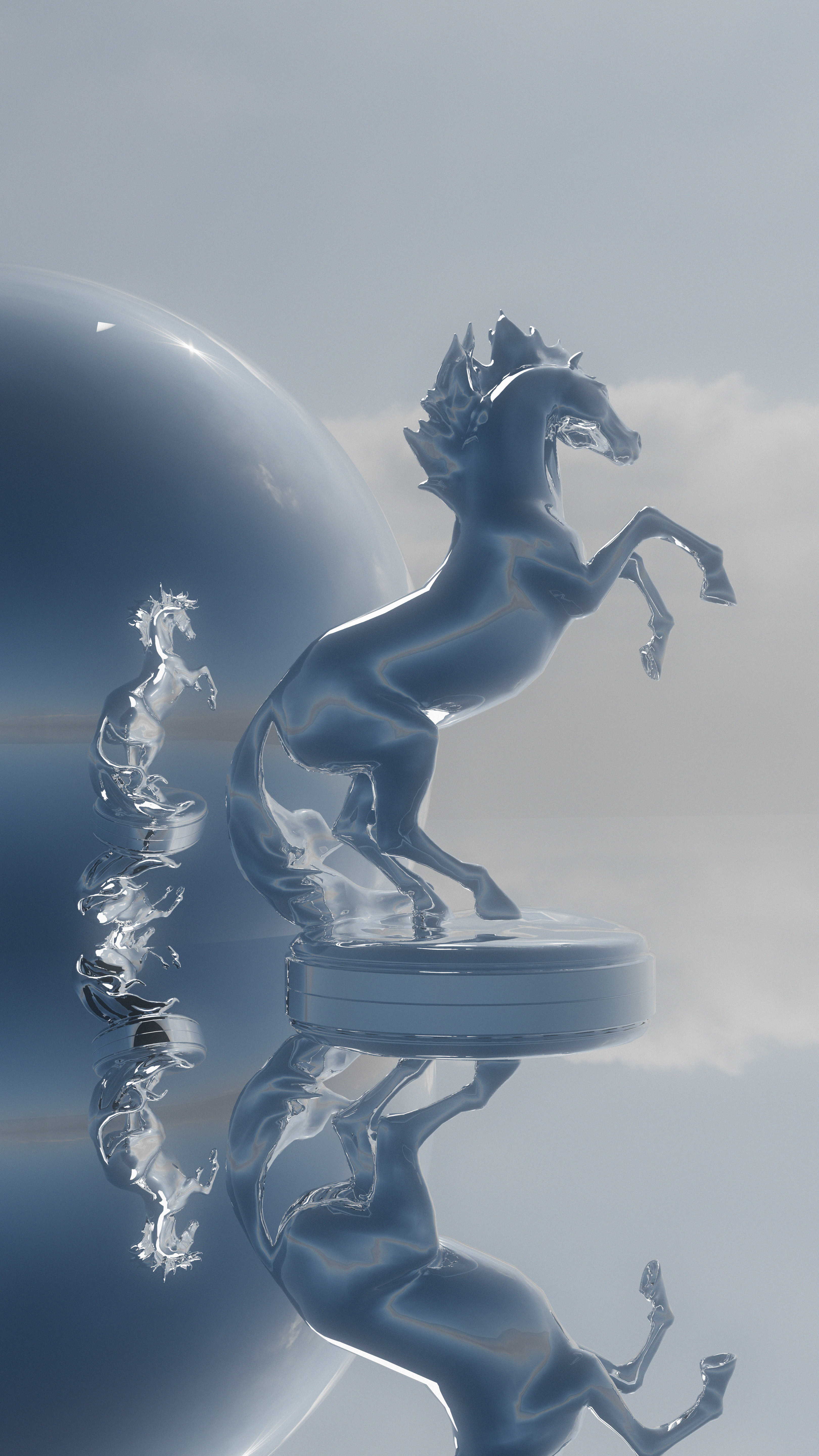 CHROMIE HORSIE 3d blender chrome horse