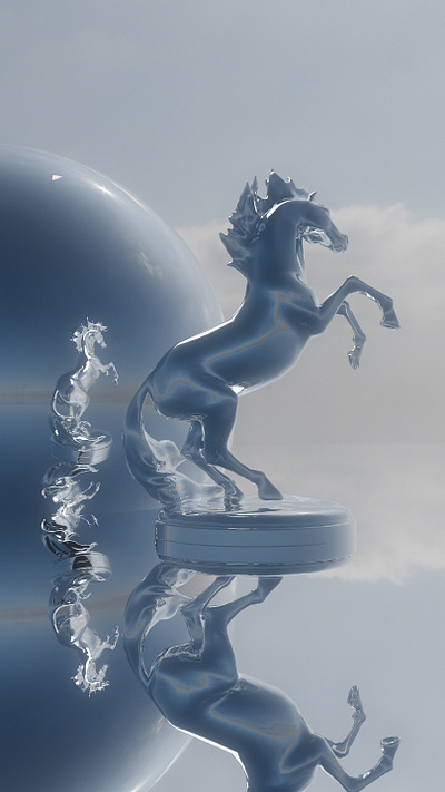 CHROMIE HORSIE 3d blender chrome horse