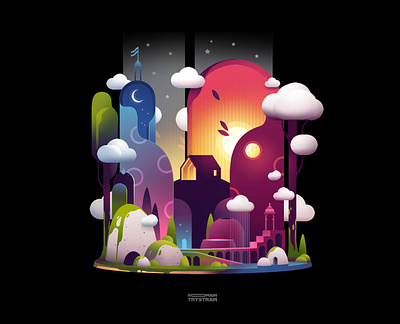 Cabin art artdirection clouds colours dribbble dribbblers illustration kids poetry poster