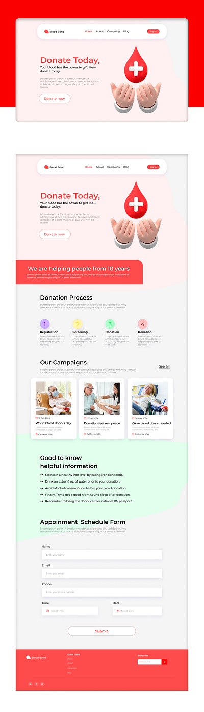 Blood Bond Landing Page animation branding graphic design ui