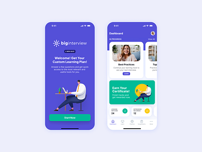 AI Interview Training Mobile App ai ai design ai feedback ai practice dashboard e learning ios app mobile app onboarding product design ui cards ui design ux design