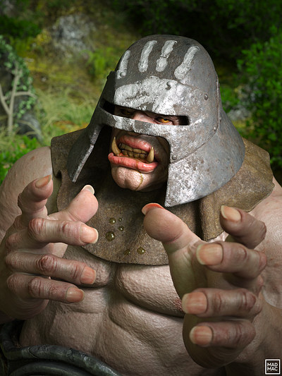 Ogre 3d cardgame daz3d digital art fantasy greenskin helmet illustration ogre photoshop portrait render substancepainter texture zbrush