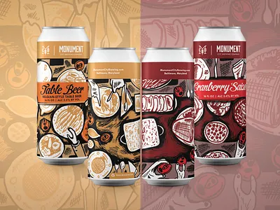 Thanksgiving Dinner Illustration & Beer Labels art beer beer label detail dinner drawing fine line food hand drawn holiday illustration illustration art ink label meal packaging art pen and ink thanksgiving