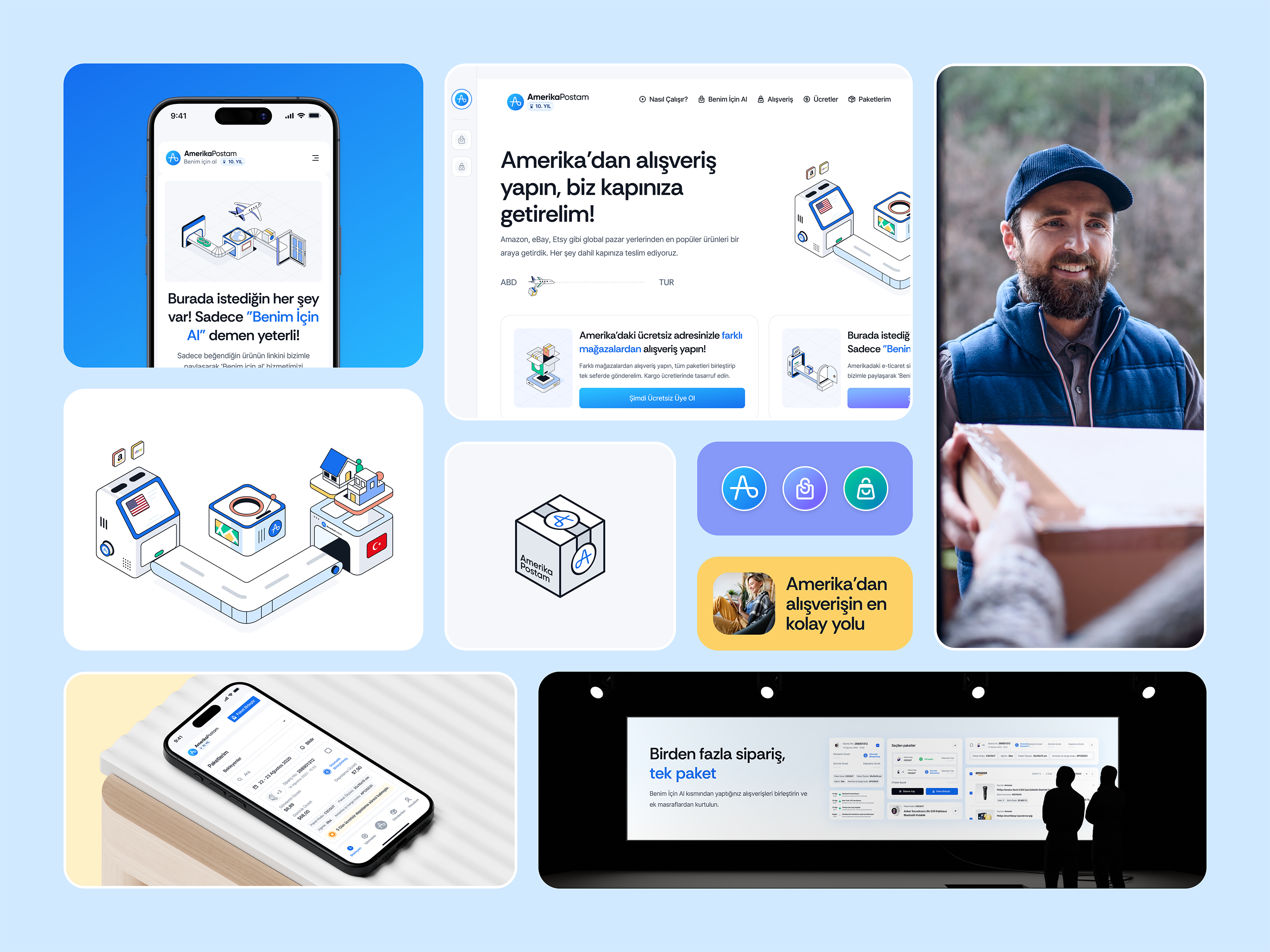 AmerikaPostam animation app bento design e commerce illustration mobile app product shopping ui web web site