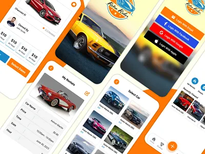 Retro Rides - Vehicle Rental App UI Design app design app prototype app screen mobile app ui ui design uiux user interface