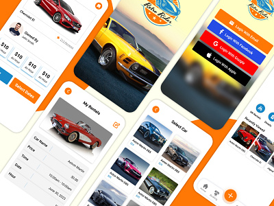 Retro Rides - Vehicle Rental App UI Design app design app prototype app screen mobile app ui ui design uiux user interface