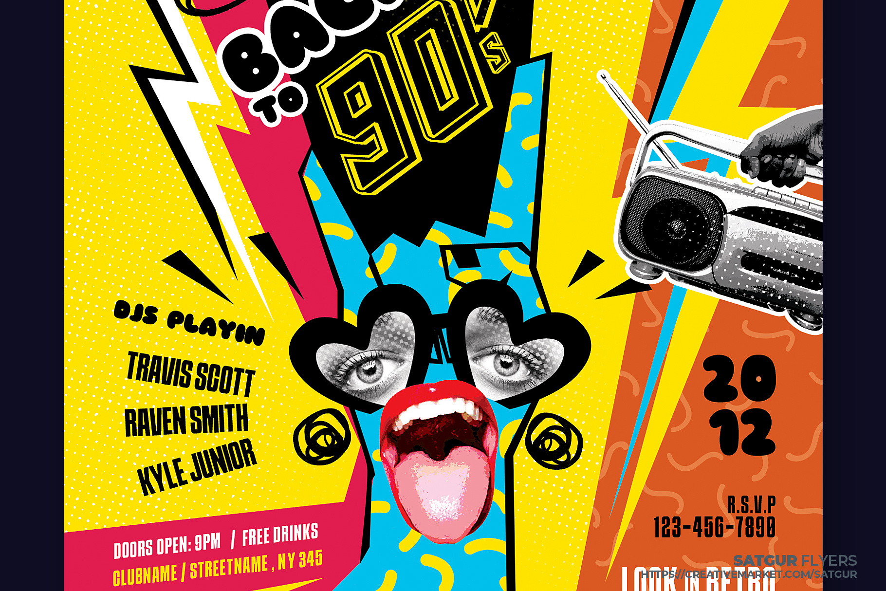 Back to 90s Party Flyer Template 80s party flyer 90s music illustration 90s party flyer advertisement branding canva template dj flyer download flyer download template flyer template graphic design invitation nightclub party flyer poster promotional design psd template retro trending vintage