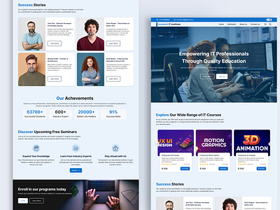 IT Institute Website adobixd figma landing page ui uidesign user interface design ux uxdesign web design website design website template