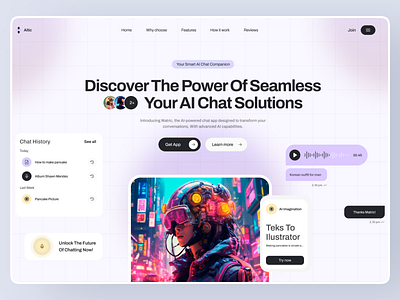 AItic- AI chatbot Hero 3d render ai ai chat app ai ui kit al chat app animation artificial chat bot clean design hero header hero section homepage landing page minimal motion motion graphi ui website design website hero