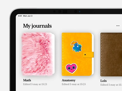 Journaling App iPad app branding design ios mobile ui uidesign ux