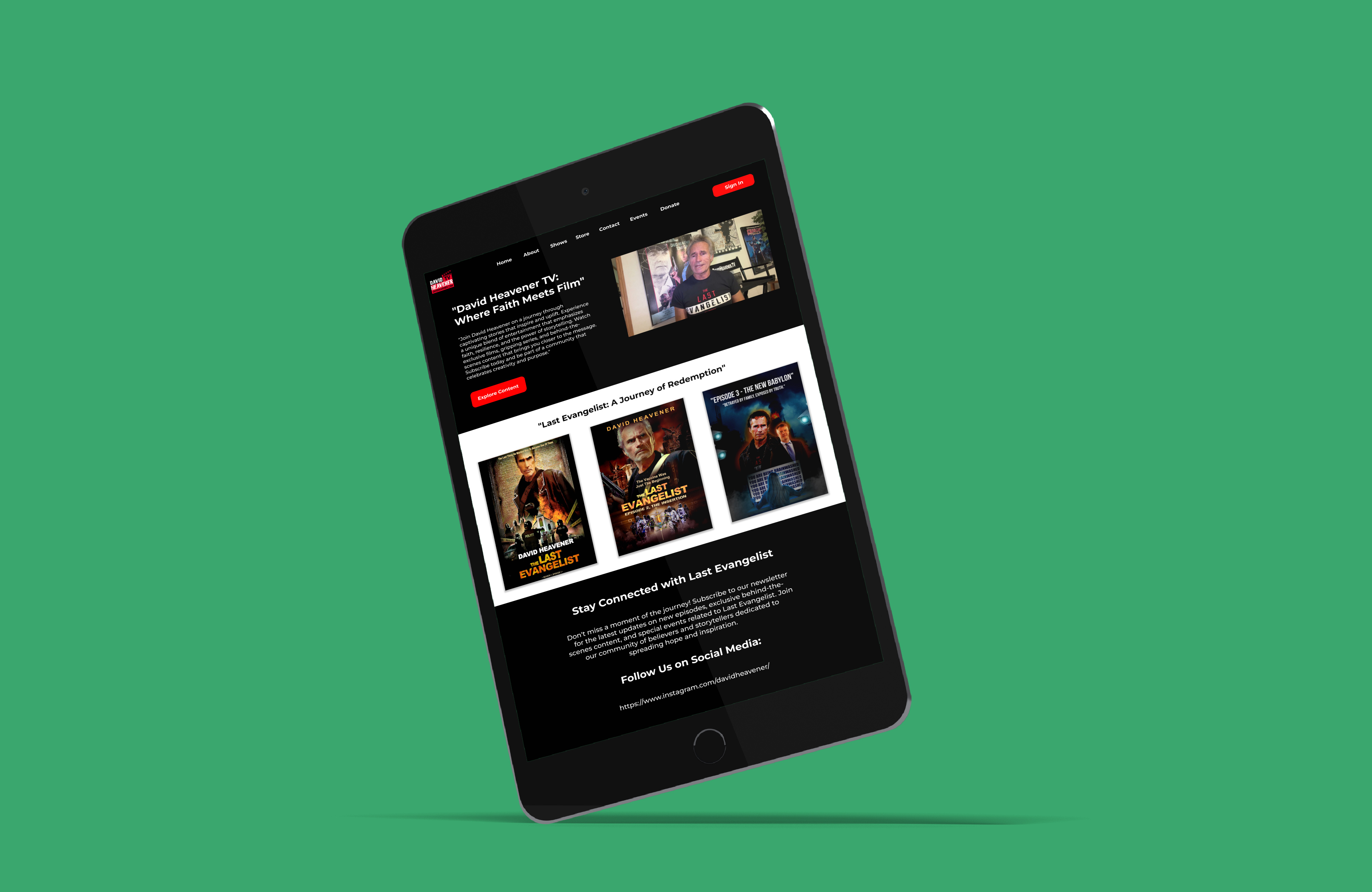 Work for David Heavener TV branding canva color theory composition figma graphic design layout photoshop typography ui ux web design