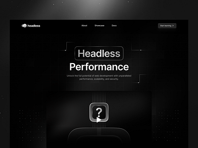 Headless Landing Page 🪄 app brand branding dark dark mode design headless hero identity landing page logo minimal saas ui ux video web design