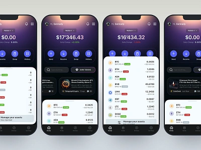 Crypto Wallet app assets balance blockchain btw colors crypto data development eth ios main mobile navigation news opentowork process table wallet wip