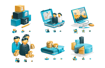 3D vector icons illustrations vector