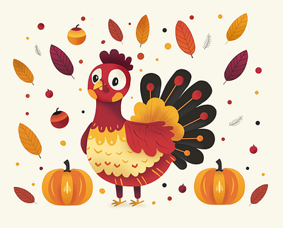 Thanksgiving day! // illustration autumn happy thanksgiving happy thanksgiving day illustration illustrations pumpking thanksgiving thanksgiving day turkey